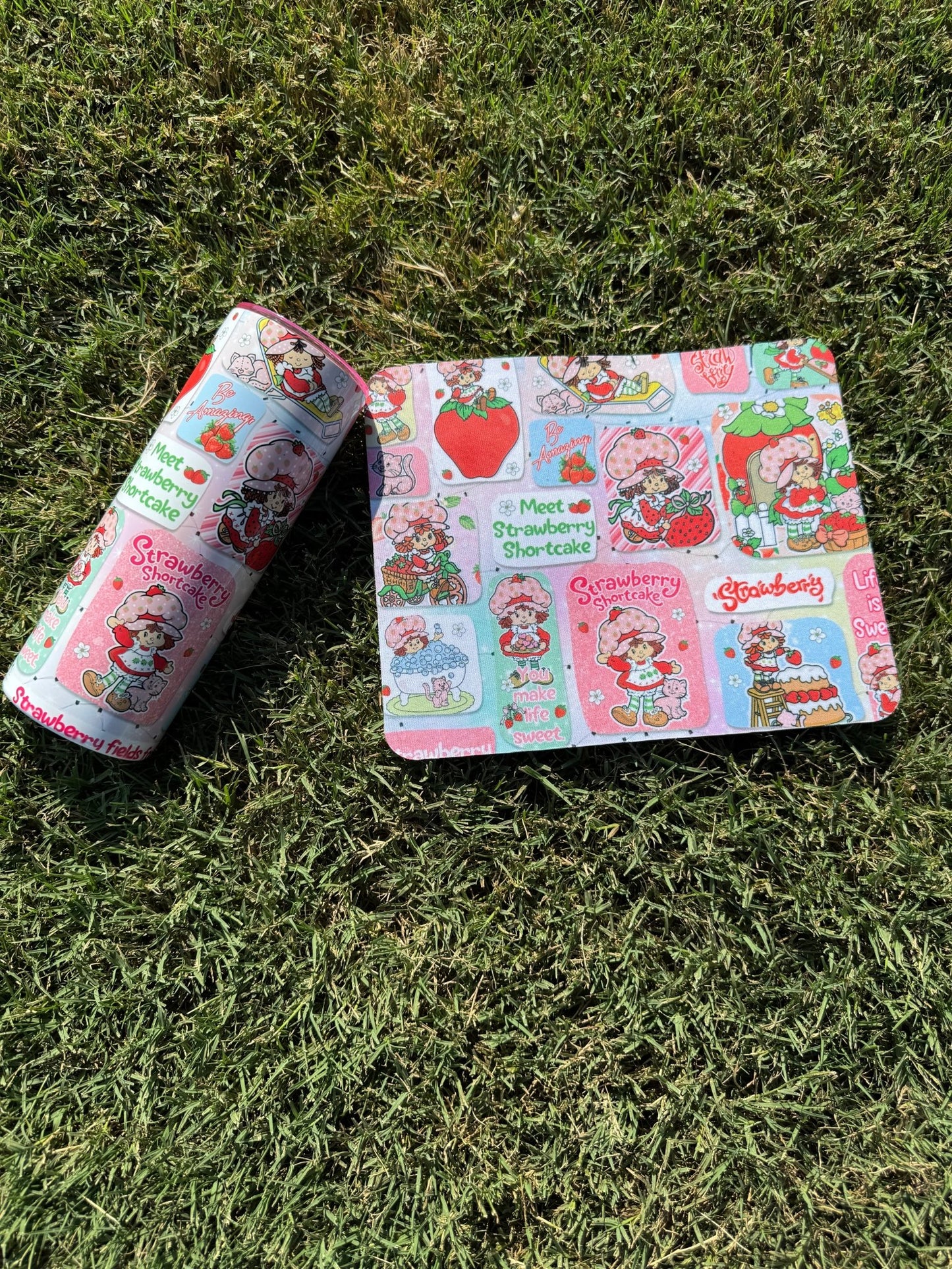 Pink ShortCake a mousepad and 20oz Cup Bundle