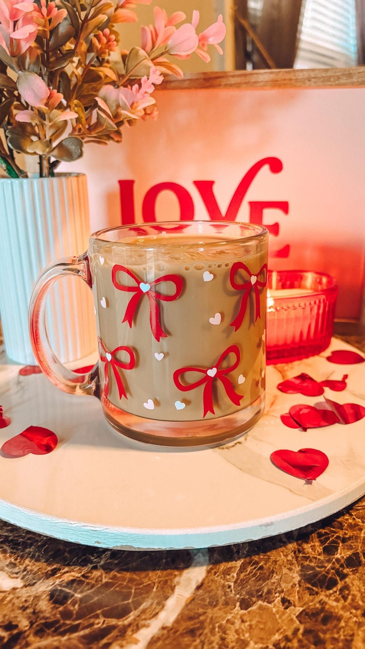 Love Notes Bow Glass Mug – Valentine Edition