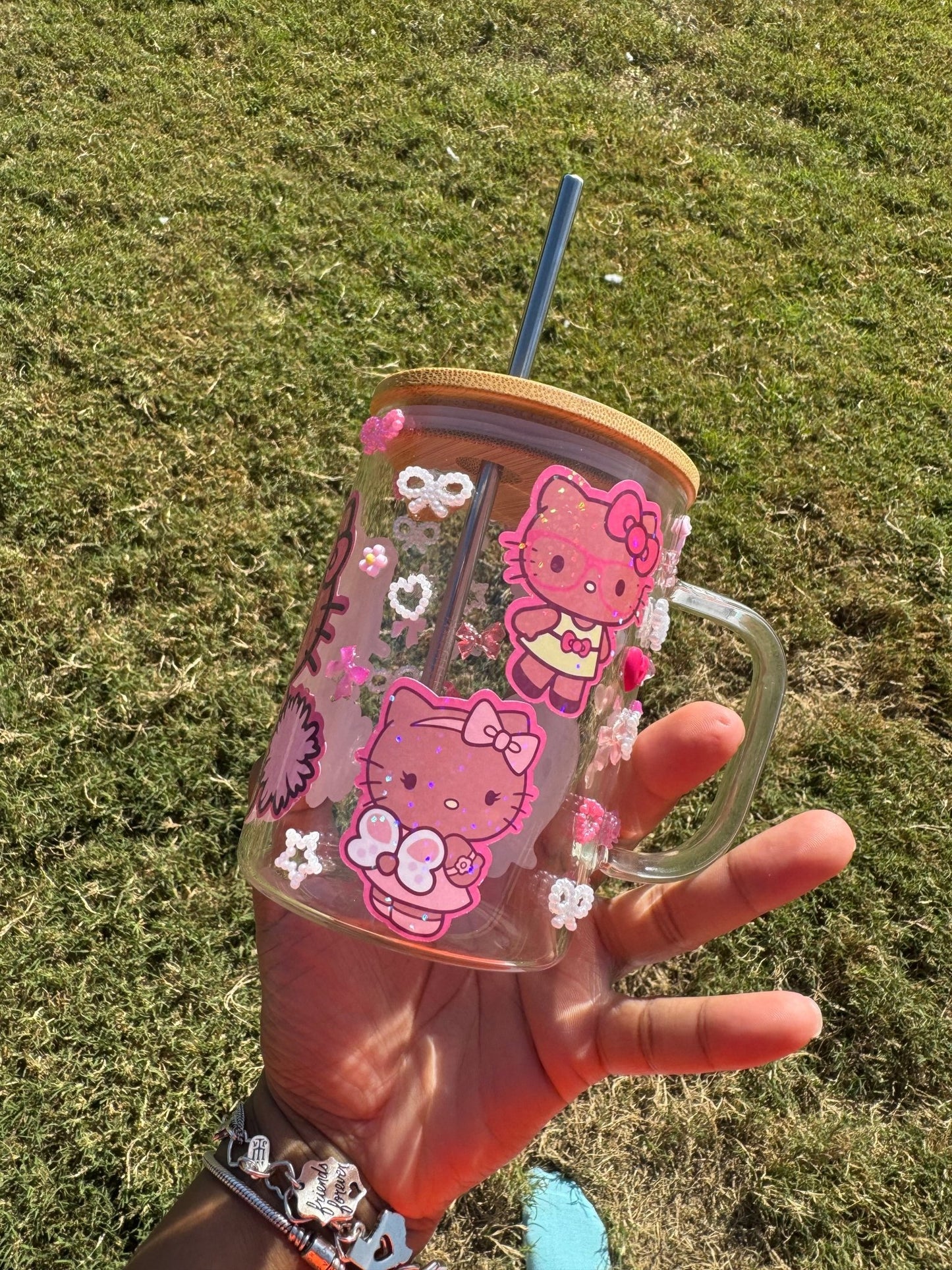 Melanin Hello Kitty Glass Can Cup