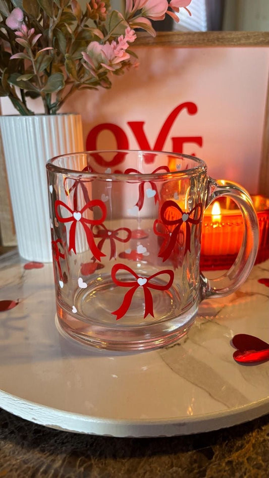 Love Notes Bow Glass Mug – Valentine Edition