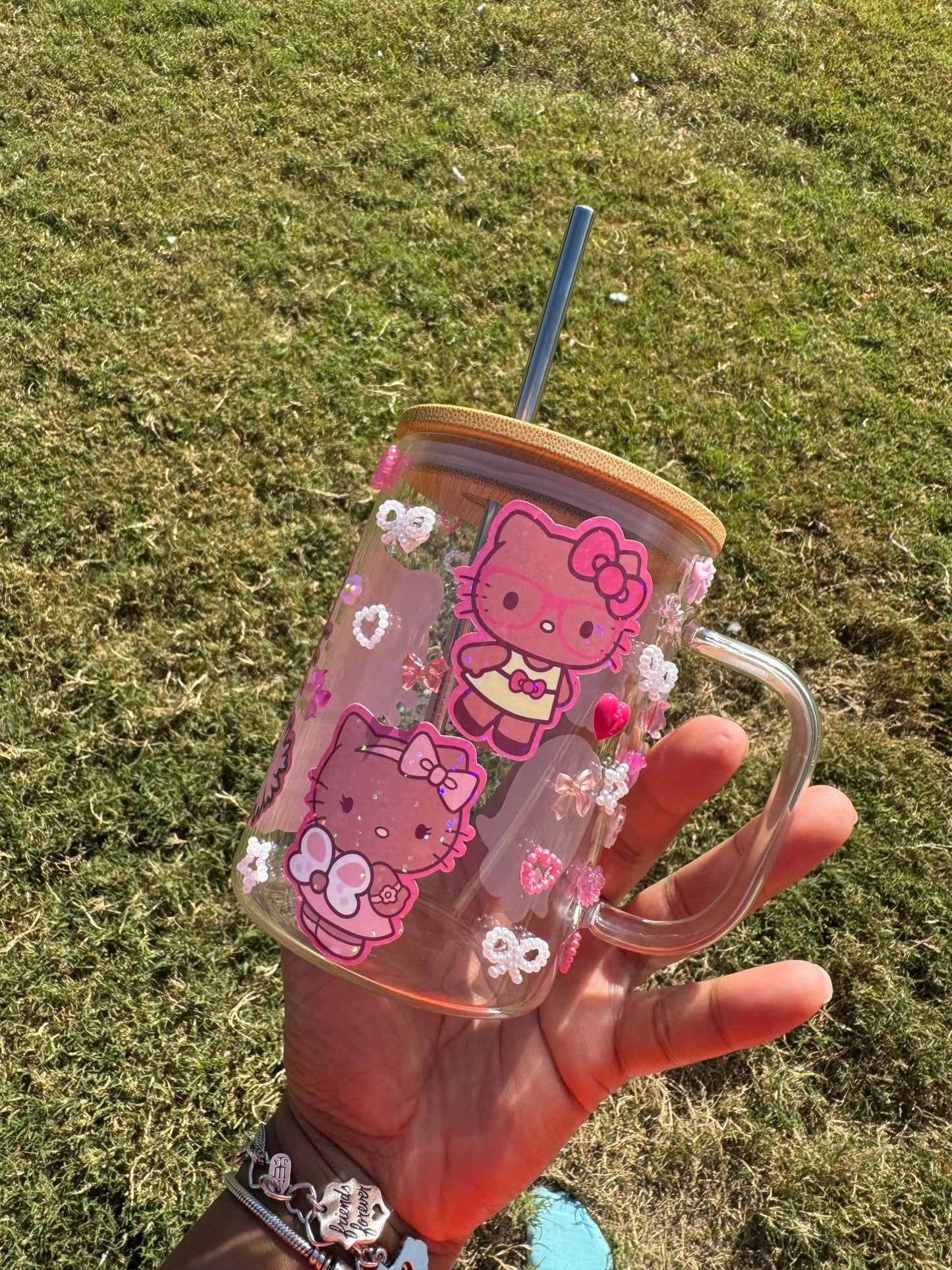 Melanin Hello Kitty Glass Can Cup