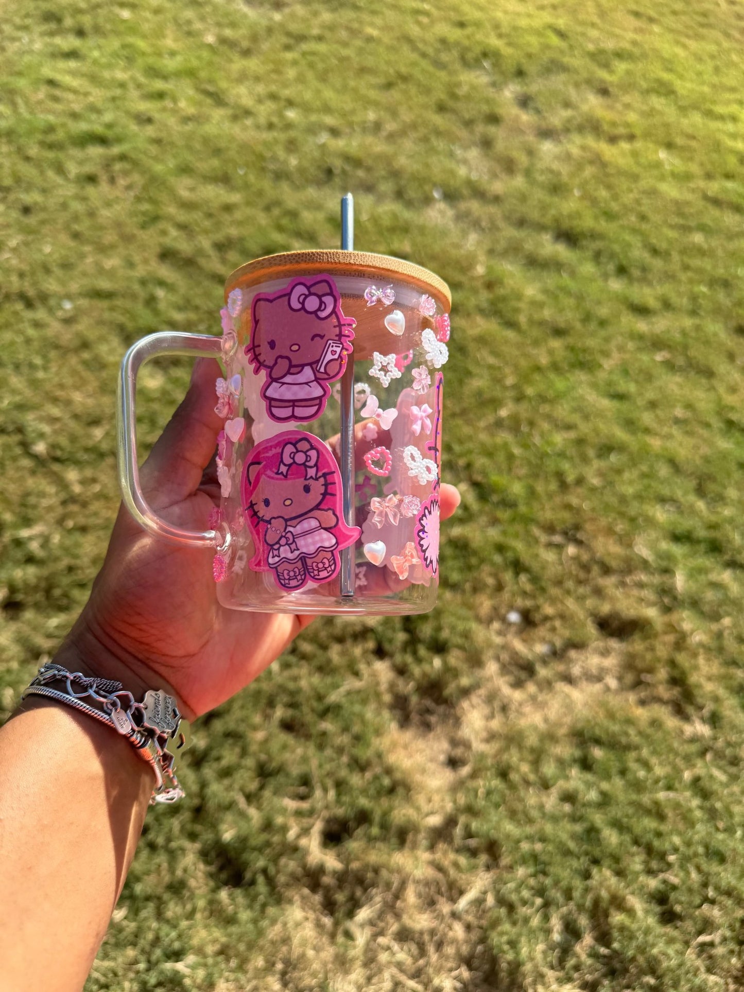 Melanin Hello Kitty Glass Can Cup
