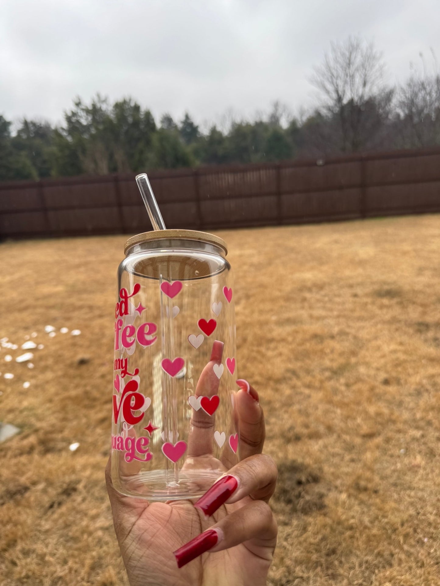 Iced Coffee Love 16oz Glass can Cup