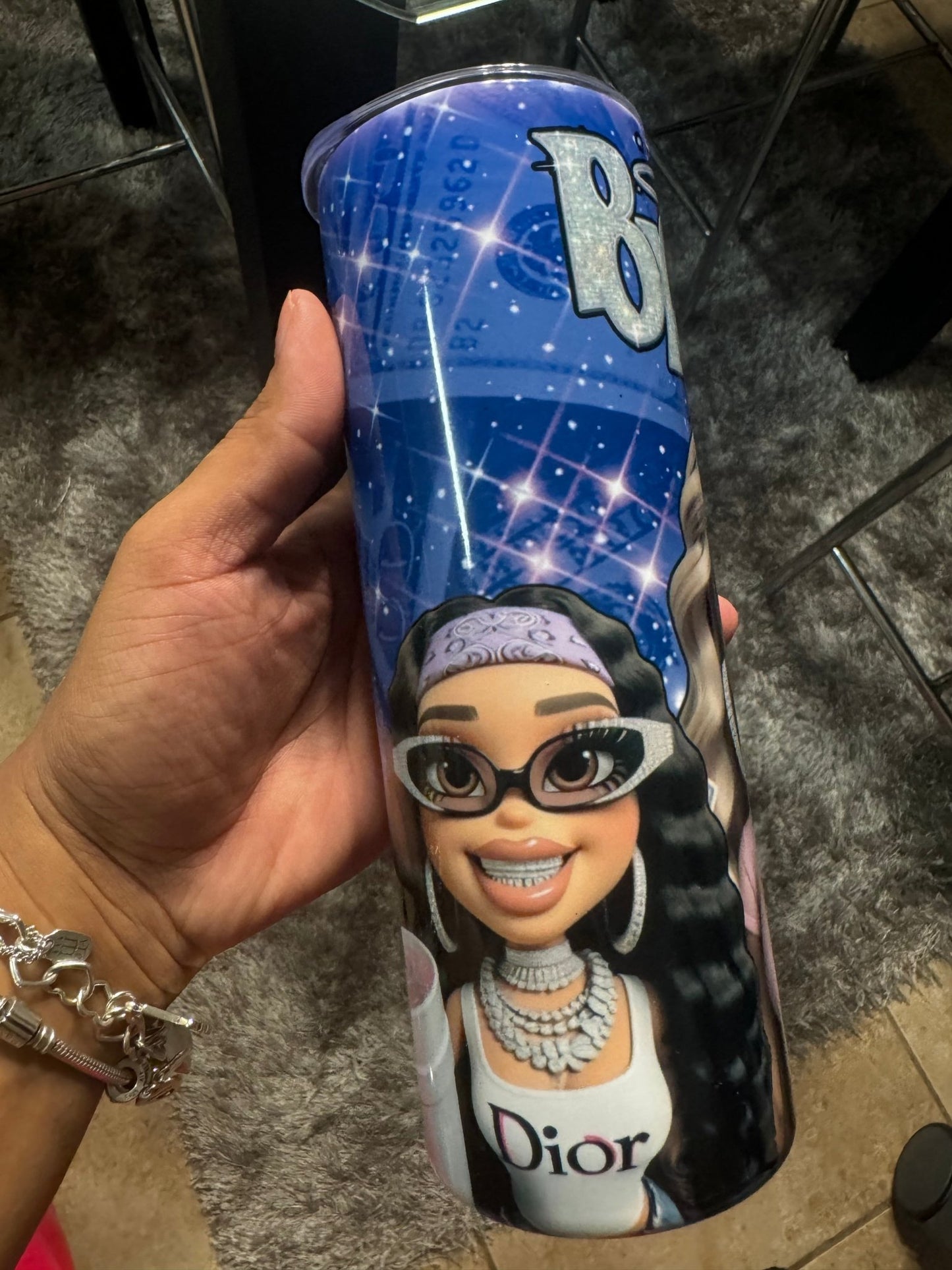 Blue Baddie Doll 20 oz Cup