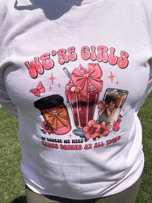 We’re Girls Pink Custom Coquette Sweatshirt