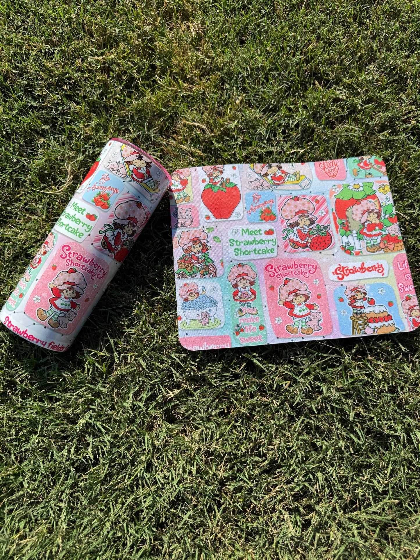 Pink ShortCake a mousepad and 20oz Cup Bundle