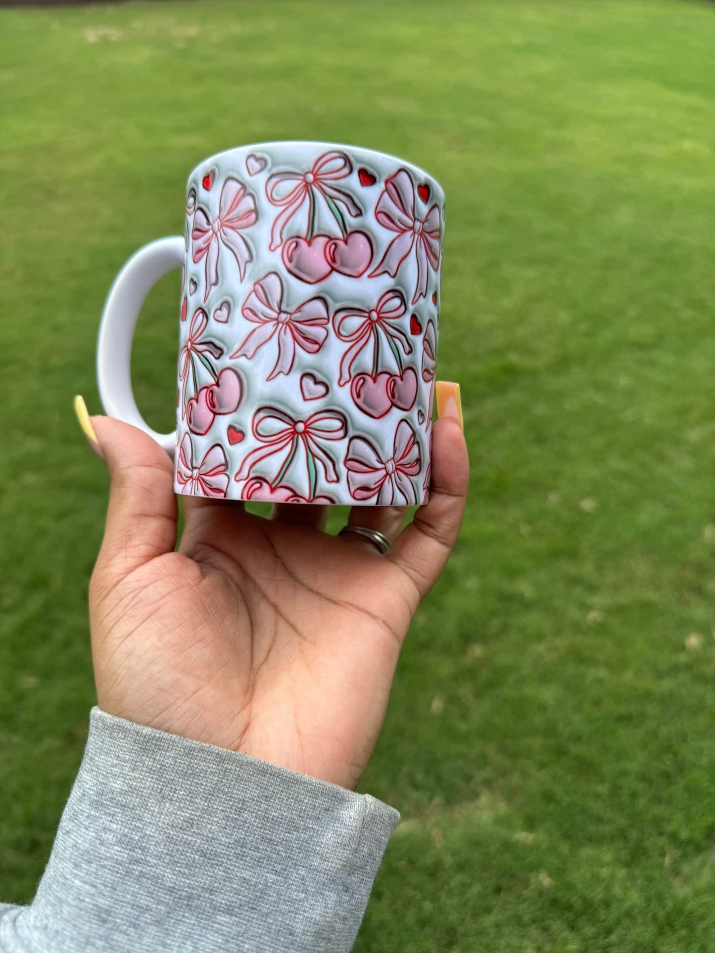 Pink Bow and Cherry 12oz Mug