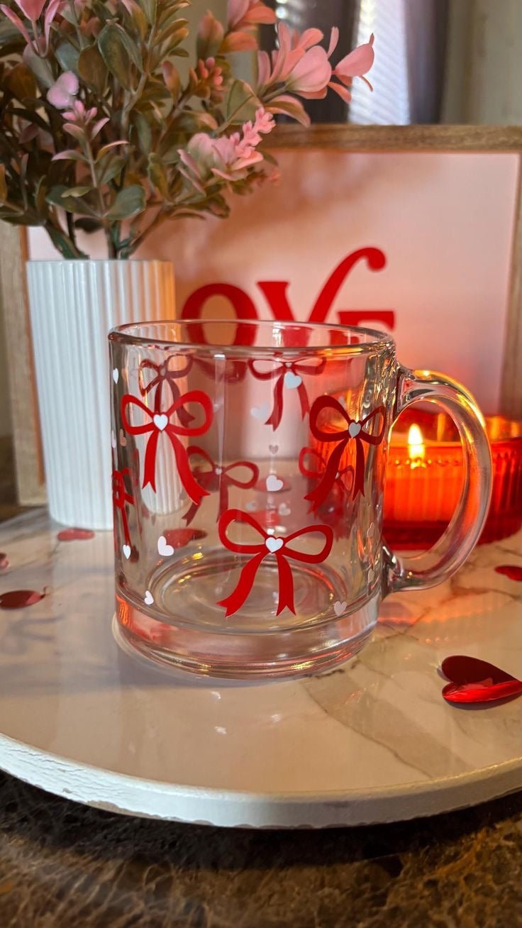 Love Notes Bow Glass Mug – Valentine Edition