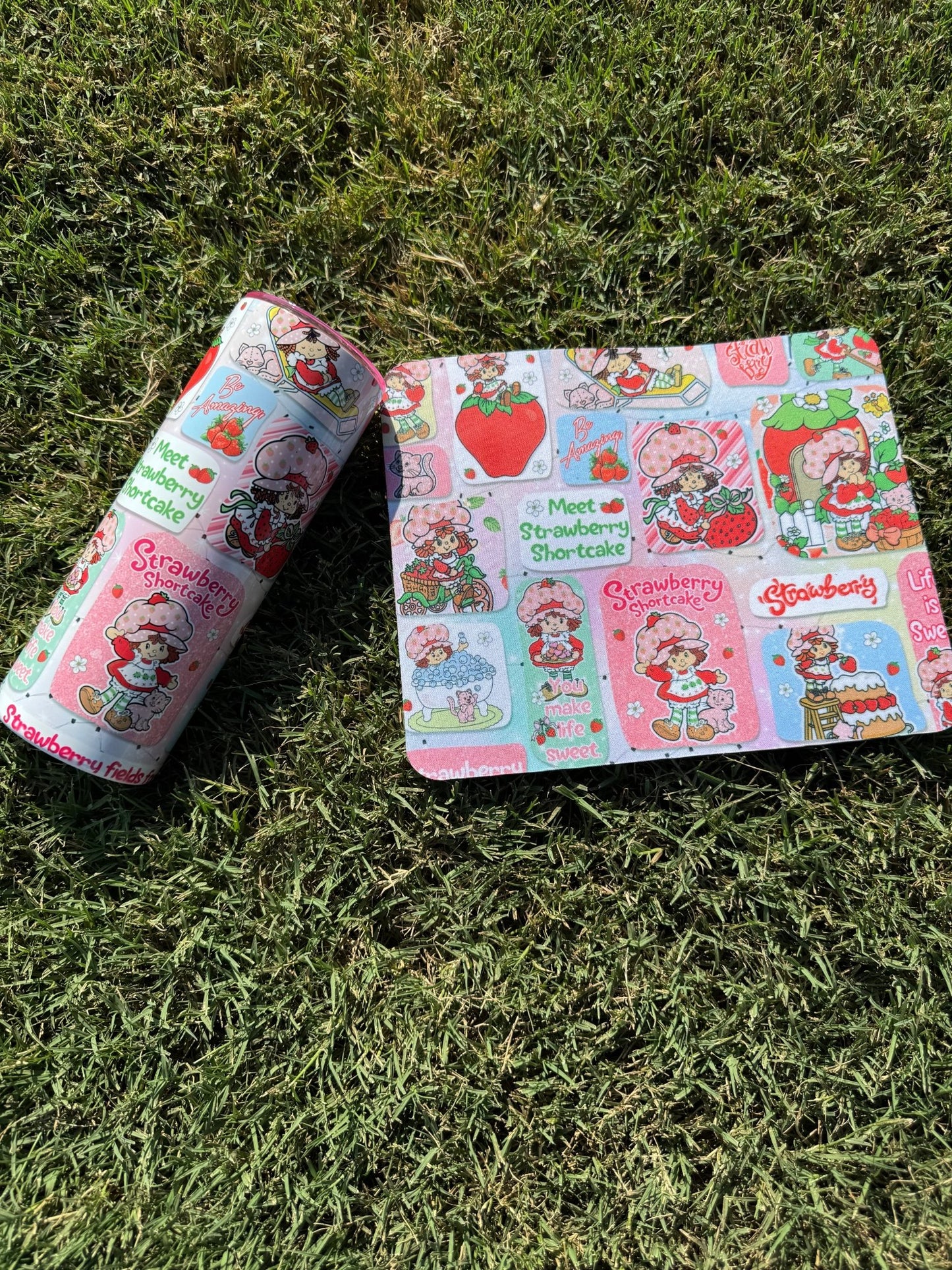 Pink ShortCake a mousepad and 20oz Cup Bundle