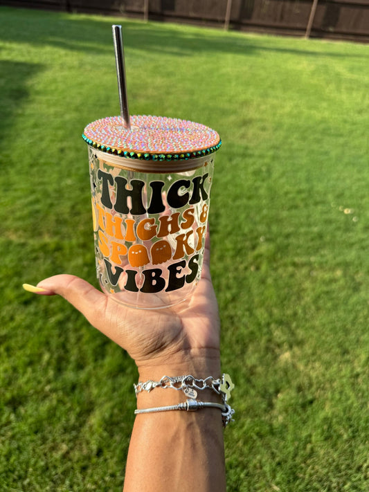 Thick & Spooky 16oz Glass Can Mug