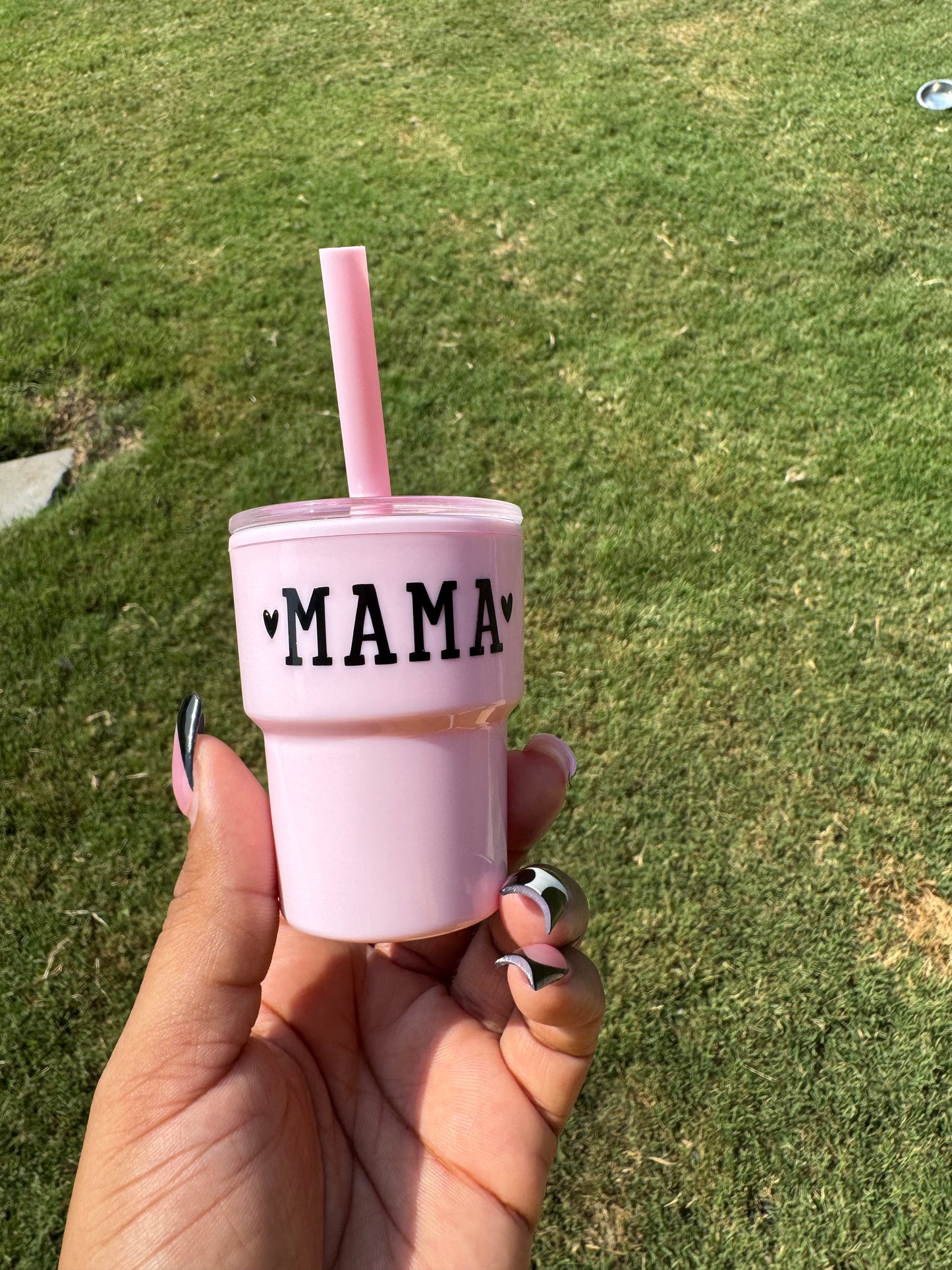Mini 3oz Pink “Mama” Tumbler with Straw & Lid
