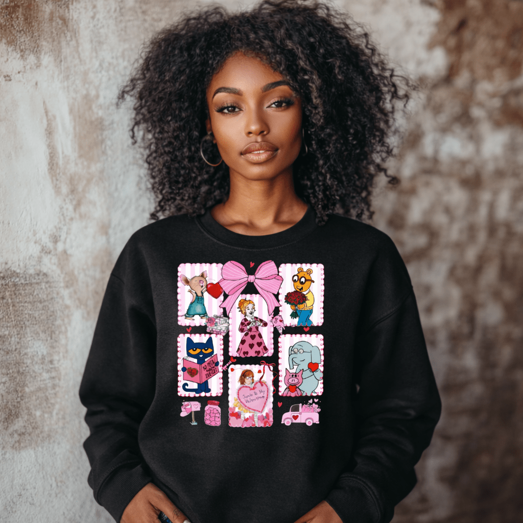 Valentine’s Patchwork Love Sweatshirt | Cute Pink Valentine Crewneck|