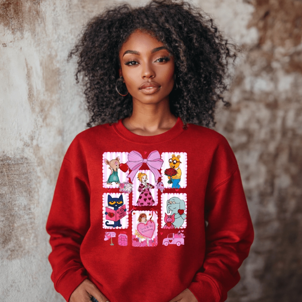 Valentine’s Patchwork Love Sweatshirt | Cute Pink Valentine Crewneck|