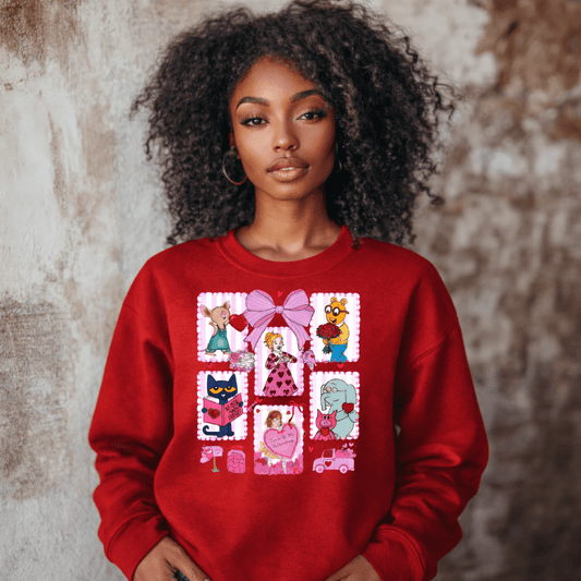 Valentine’s Patchwork Love Sweatshirt | Cute Pink Valentine Crewneck|